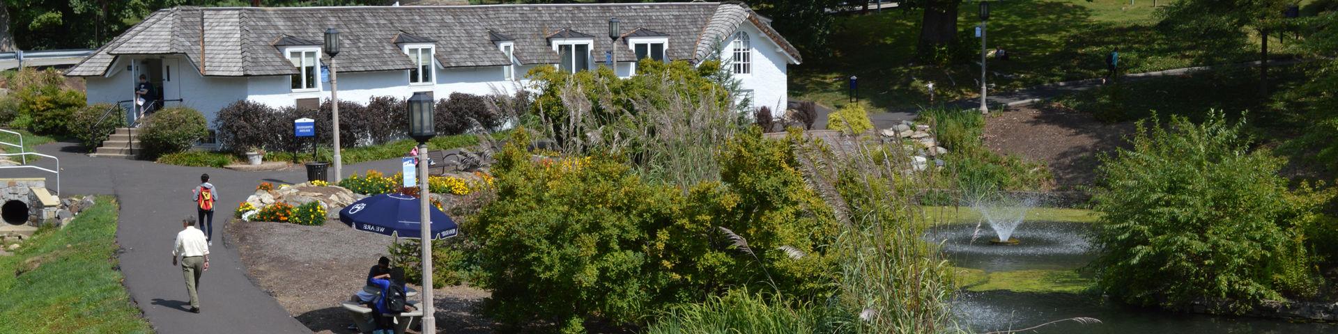 Duck pond and Spring House building